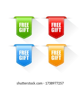 Free gift colorful ribbons set on white background