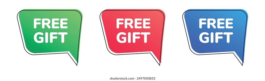 Free gift colorful speech bubble set. Vector icon