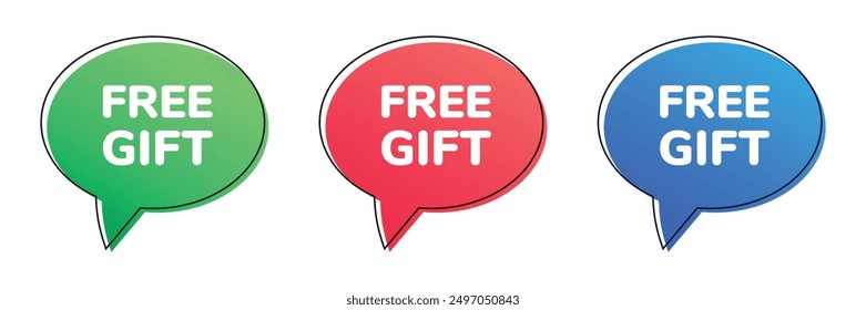 Regalo gratis colorido conjunto de burbujas de discurso. Icono de Vector