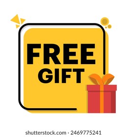 Free gift concept for sale with gift box. promotion strategy, gift voucher, discount coupon and gift certificate concept. Web Vector Illustration.