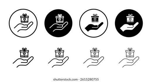 Free gift icon Flat simple outline set