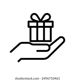 Free gift icon linear logo mark in black and white