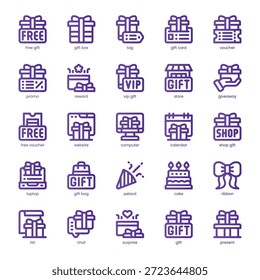 Free Gift Icon pack for your website, mobile, presentation, and logo design. Free Gift Icon line basic color design. Vector graphics illustration and editable stroke.