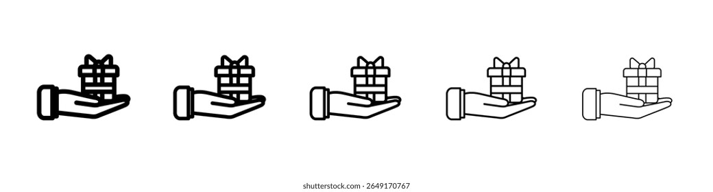Conjunto de marca de logotipo de contorno delgado de icono de regalo gratis