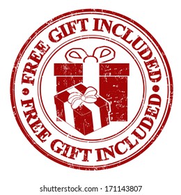 Free gift included grunge rubber stamp on white, vector illustration