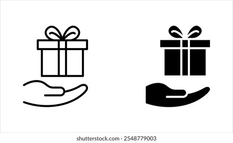 Free gift linear icon set. Marketing tactic. Promo products. vector illustration on white background