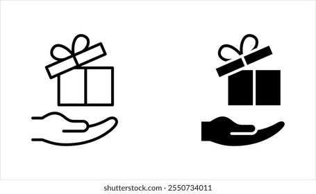 Conjunto de iconos lineales de regalo gratis. Táctica de marketing. Productos promocionales. Ilustración vectorial sobre fondo blanco