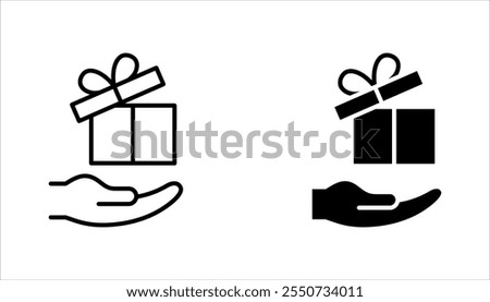 Free gift linear icon set. Marketing tactic. Promo products. vector illustration on white background