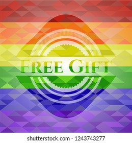 Free Gift on mosaic background with the colors of the LGBT flag