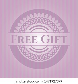 Free Gift pink emblem. Vector Illustration. Detailed.