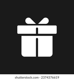 Free gift with purchase dark mode glyph ui icon. Automatic discount. User interface design. White silhouette symbol on black space. Solid pictogram for web, mobile. Vector isolated illustration