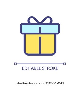 Free gift with purchase pixel perfect RGB color ui icon. Automatic discount. Simple filled line element. GUI, UX design for mobile app. Vector isolated pictogram. Editable stroke. Arial font used