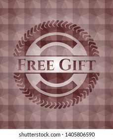 Free Gift red badge with geometric pattern. Seamless.