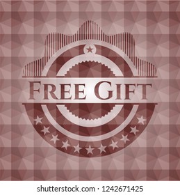 Free Gift red seamless geometric badge.