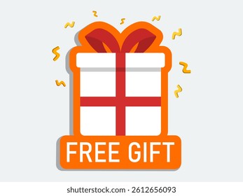 Free gift for sale element with gift box. Gift cards and promotion strategies, gift vouchers, discount coupons concept. 