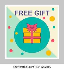 Free gift social media posts mockup. Special offer, sale. Advertising web banner design template. Social media booster, content layout. Isolated promotion border, frame with headlines, linear icons