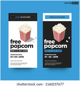 Free Gift Voucher Refreshment Popcorn Box Vector Illustration