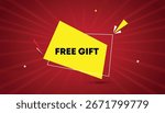 Free Gift web banner vector art template design badge icon label yellow shapes black bold text dark red light sun shine abstract business background creative modern marketing layout design