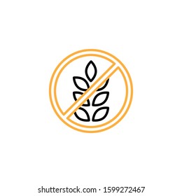 Free gluten icon, label. Line and two colour design template