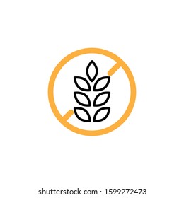Free gluten icon, label. Line and two colour design template