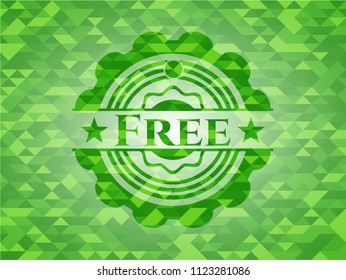 Free green emblem with mosaic background