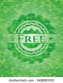 Free green emblem with mosaic background. Vector Illustration. Detailed.