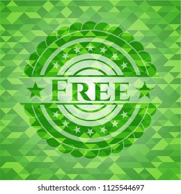 Free green emblem with triangle mosaic background