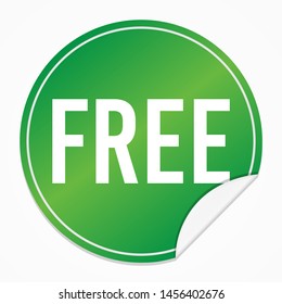 Free Green Sticker. Business Vector Design Art. Promotional Label Element. Badge White Background.