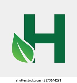 Free H Letter Nature App Icon Logo Desgin Vector Shape Design Organic Leaf Green Gradient Color
