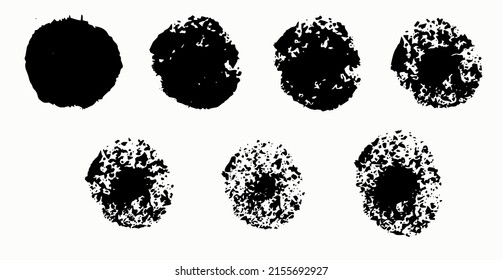 Free hand brush stroke circles, vector, isolated on white background		