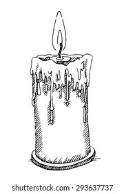 Free hand draw candle. Vector. White background.