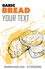 free hand draw illustration Garlic and herb bread slices