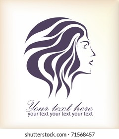 Free hand drawing abstract face of beautiful romantic girl isolated on white background with your text (vector eps 10)
