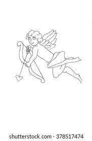 Free hand drawing angel white background