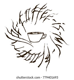 Free hand drawing. Creative design element.
