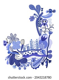 Dibujo a mano libre Marco de flor Corredor Elemento de borde,imagen vectorial