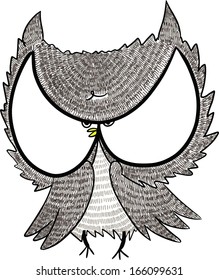 free hand drawing illustration vector of cute big eye owl