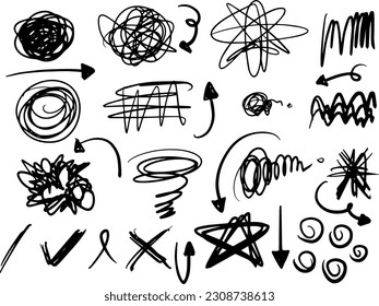 Free hand drawing scribbles clumsy