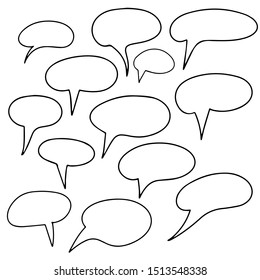 Free hand drawing speech bubbles design template with line sytle. Simple vector element for company business and sosial media marketing. Eps 10 illustration.