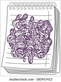 Free hand drawn abstract composition on notebook background. Vector illustration. 