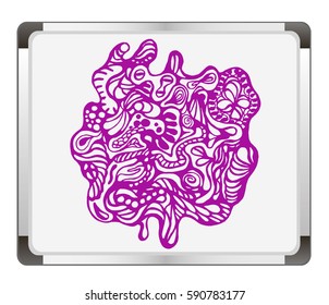Free hand drawn abstract composition on flip chart background. Vector illustration. 