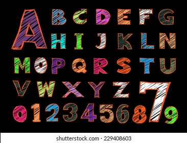 free hand drawn alphabet in vector