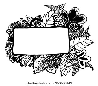 Free hand drawn border on white background. Vector illustration. Hand drawn.