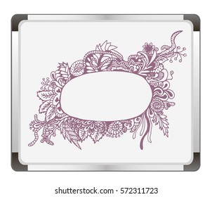 Free hand drawn border on flip chart background. Vector illustration.