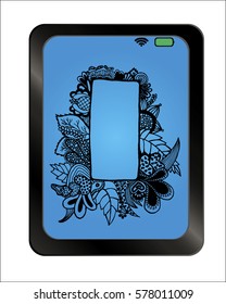 Free hand drawn border on background plate. Vector illustration. Hand drawn.