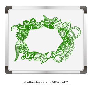 Free hand drawn border on flip chart background. Vector illustration.