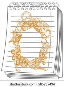 Free hand drawn border on notebook background. Vector illustration.