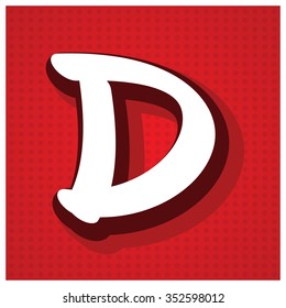 free hand drawn capital letters white colors isolated on red background.