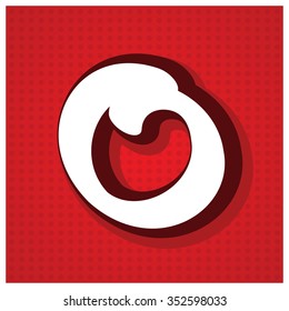 free hand drawn capital letters white colors isolated on red background.