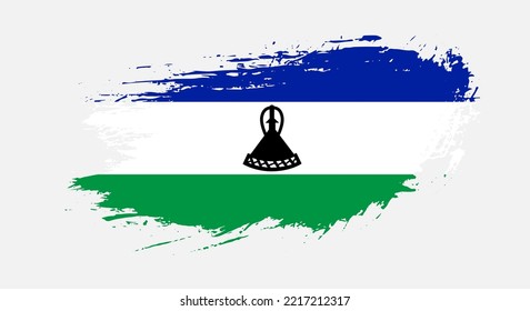 Free hand drawn grunge flag of Lesotho on isolated white background